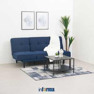 [EZO.0604822] Informa Bleu Sofa Bed Fabric - Biru Tua Tempat Duduk Multifungsi Sofa Tidur 2In1 Kursi Santai Serbaguna Furniture Rumah
