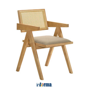 [EZO.0602348] Informa Boffin Kursi Berlengan Natural - Cokelat Arm Chair Cafe Restaurant Chair Kursi Ruang Tamu Tempat Duduk Serbaguna