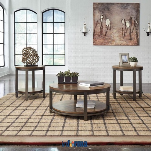 [EZO.0604787] Informa Ashley Set 3 Pcs Roybeck Meja Tamu & Meja Sisi - Cokelat Coffee Table Meja Ruang Tamu Serbaguna Meja Sofa Furniture Rumah Aesthetic