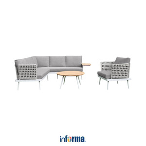 [EZO.0602464] Informa Malaga Set Kursi & Meja Teras - Krem Beige Balcony Table Chair Furniture Outdoor Serbaguna Furnitur Rumah Tempat Duduk Kursi Halaman