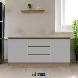 [EZO.0601705] Informa 180 cm Ivy Ii Kabinet Bawah Dapur - Putih / Cokelat Oak