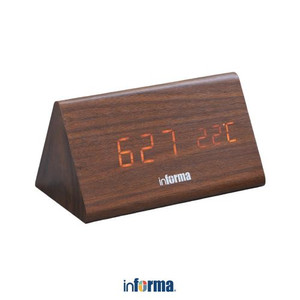 [EZO.0602838] Informa - Jam Waker 14.8x8.8x7.9 Cm Digital Kayu 710 - Cokelat