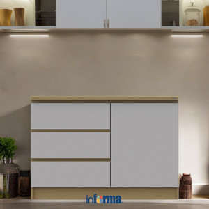 [EZO.0601706] Informa 120 cm Ivy Ii Kabinet Bawah Dapur - Putih/Cokelat Oak