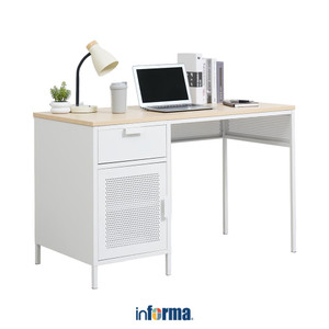 [EZO.0602559] Informa Kana Meja Kantor - Putih/Cokelat Beech Table Base Part Rangka Kaki Meja Tiang Penyangga Meja
