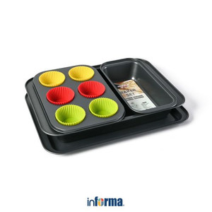 Informa - Cooking Color Set Loyang Kue Dengan Cup Silicone