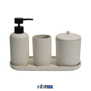 [EZO.0602395] Informa Set 4 Pcs Morgan Perlengkapan Kamar Mandi - Putih Liquid Soap Shampoo Dispenser Botol Sabun Sampo Serbaguna Set Aksesoris Kamar Mandi Perlengkapan Rumah Tangga Tempat Sabun Batang