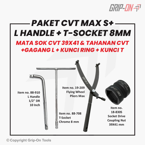 [EZM.8500041] GRIP-ON PAKET BUKA CVT 4 PC DGN KUNCI MUR SOCKET HONDA/YAMAHA/SUZUKI