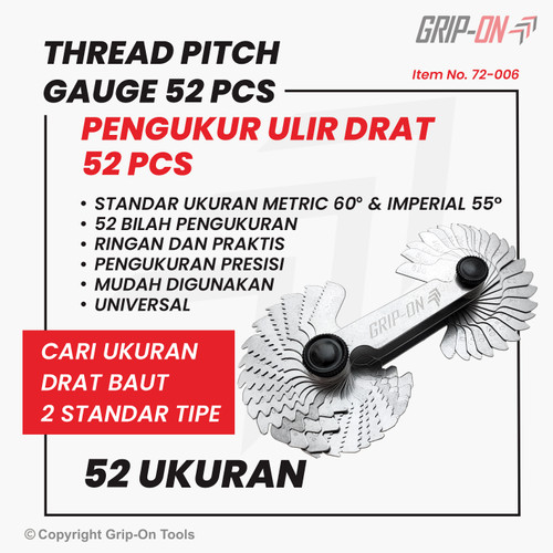[EZM.8500062] GRIP-ON THREAD PITCH GAUGE 52 PCS ALAT UKUR ULIR DRAT 52 PCS