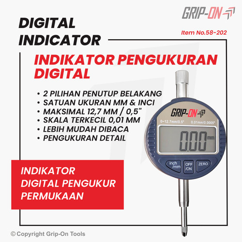[EZM.8500255] GRIP-ON DIAL INDICATOR ALAT UKUR DIGITAL PERMUKAAN 0.01-12.7 MM