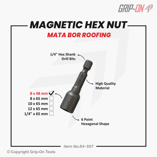 [EZM.8500110] GRIP-ON MAGNETIC HEX NUT (1 PC) / KUNCI BAUT ROOFING / MATABOR ROOFING