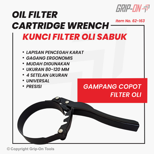 [EZM.8500112] GRIP-ON OIL FILTER CATRIDGE WRENCH ADJUSTABLE KUNCI OLI FILTER