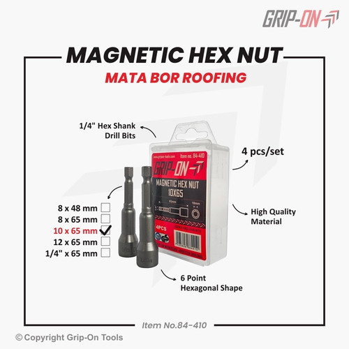 [EZM.8500117] GRIP-ON MAGNETIC HEX NUT (1 BOX) / BAUT MATA BOR ROOFING / NUT SETTER