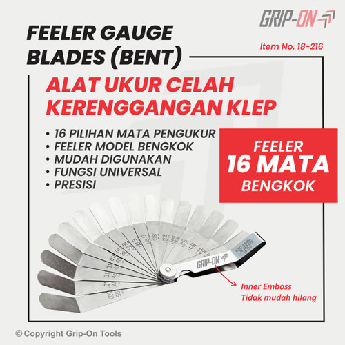 [EZM.8500171] ALAT UKUR CELAH BENGKOK - FEELER GAUGE BENT 16 BLADES 0.127 - 0.508 MM