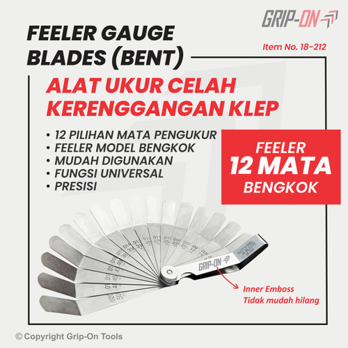 [EZM.8500172] ALAT UKUR CELAH BENGKOK - FEELER GAUGE BENT 12 BLADES 0.203 - 0.660 MM