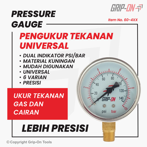 [EZM.8500190] GRIP-ON PRESSURE GAUGE - ALAT UKUR TEKANAN - MANOMETER 6 BAR