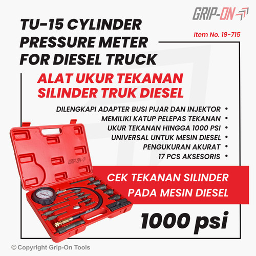 [EZM.8500199] GRIP-ON CYLINDER PRESSURE METER FOR DIESEL TRUCK TU-15 TEKANAN 19-715