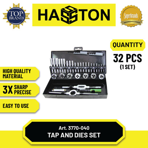 [EZM.1190035] Hasston Snei Tap Set 40pcs / Alat Snei Tap Ulir (3770-041)