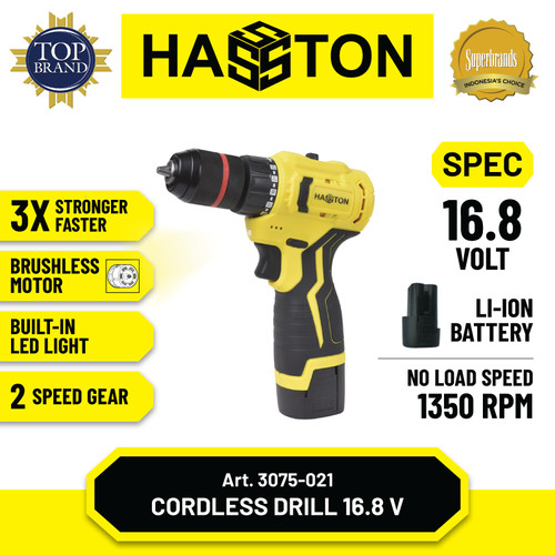 [EZM.1190039] Hasston Mesin Bor Set Tanpa Kabel / Cordless Drill ( 3075-021)