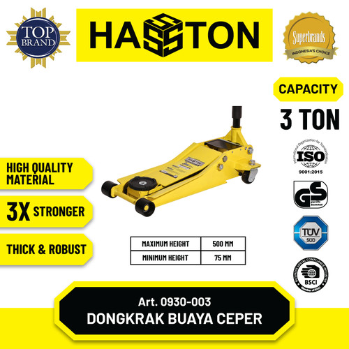 [EZM.1190099] Hasston Dongkrak Buaya 3Ton Ceper/Hydraulic Low Profile Jack(0930-003)