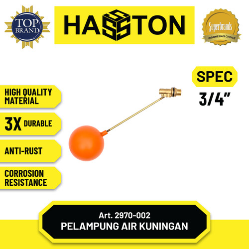 [EZM.1190101] Hasston Pelampung Air Kuningan (2pcs) Mdl. Bola 3/4" (2970-002)