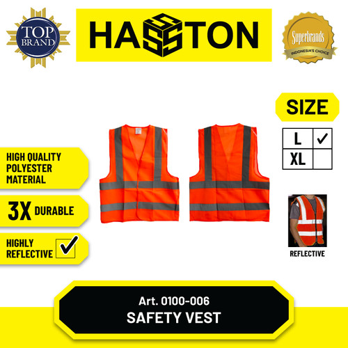 [EZM.1190147] Hasston Safety Vest Size L / Rompi Keselamatan Orange (0100-006)
