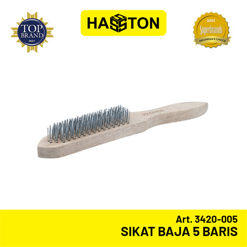 [EZM.1190663] Hasston Sikat 5 Baris / Sikat Baja - Kawat Gagang Kayu (3420-005)