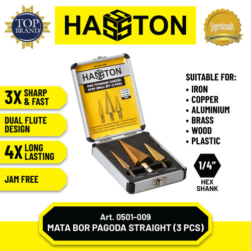 [EZM.1190664] Hasston Mata Bor Pagoda Multi Set 3Pcs / HSS Titanium Coated(0501-009)