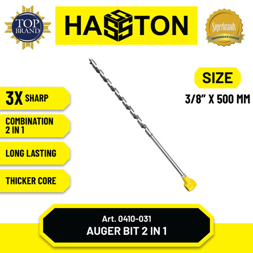 [EZM.1190166] Hasston Mata Bor Kayu Panjang 2 Fungsi 1/2” x 500 mm (0410-032)