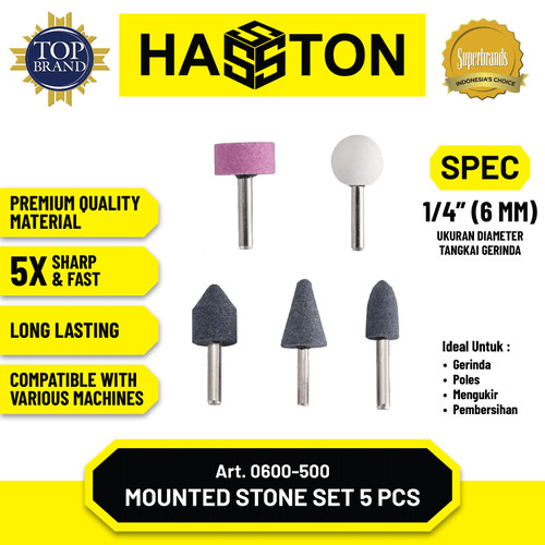 [EZM.1190184] Hasston Batu Gerinda Gagang 5Pcs / Mounted Stone (0600-500)