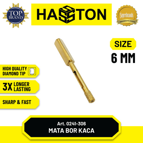 [EZM.1190209] Hasston Mata Bor Kaca 6mm / Diamond Glass Drill Bits (0241-306)