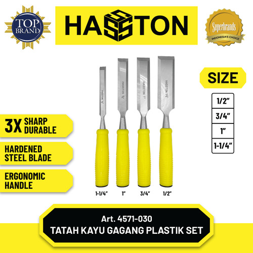 [EZM.1190213] Hasston Tatah Kayu / Alat Pahat Kayu Set 4Pcs / Wood Chisel (4571-030)