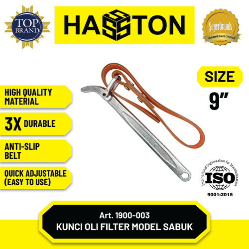 [EZM.1190216] Hasston Kunci Oli Filter Model Sabuk 9" / Oil Filter Wrench (1900-003)