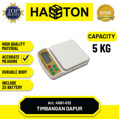 [EZM.1190235] Hasston Timbangan Digital 5Kg / Timbangan Dapur Model Datar (4561-012)