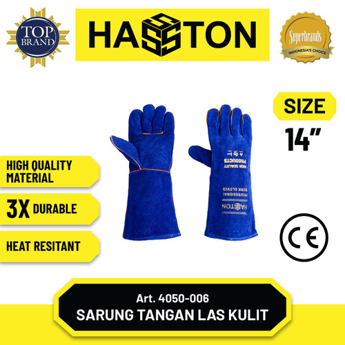 [EZM.1190241] Hasston Sarung Tangan Kulit Biru 14” / Safety Gloves (4050-006)