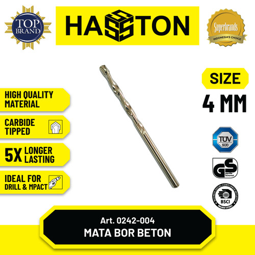 [EZM.1190281] Hasston 6mm Mata Bor Beton Pendek Tembus Plat (0242-006)