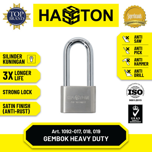 [EZM.1190311] Hasston Gembok Satin Leher Panjang 40mm / Safety Padlock (1092-017)