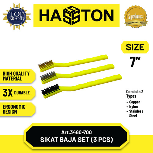[EZM.1190315] Hasston Sikat Kawat Mini 7" Set 3Pcs (3460-700)