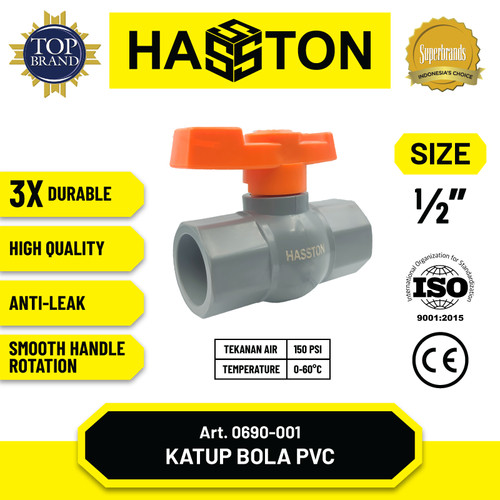 [EZM.1190331] Hasston Ball Valve Body PVC / Katup Bola PVC / Stop Kran (0690)