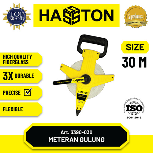 [EZM.1190334] Hasston Roll Meter Fiber Tancap Tanah 100m / Measuring Tape (3390-100)
