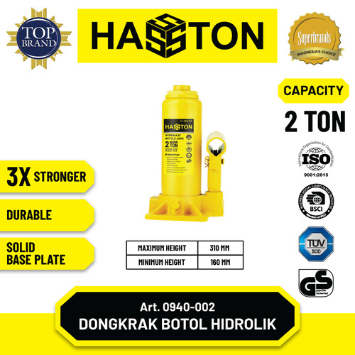 [EZM.1190337] Hasston Dongkrak Botol 2Ton / Hydraulic Bottle Jack (0940-002)