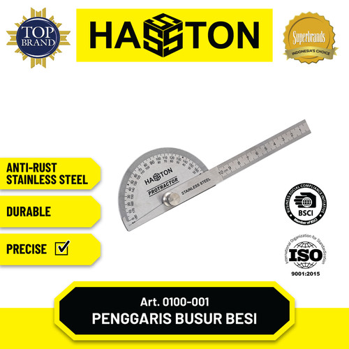 [EZM.1190386] Hasston Pengukur Sudut / Penggaris Sudut / Protactor (0100-001)