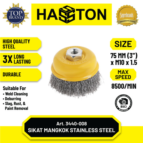 [EZM.1191065] Hasston Sikat Kawat Mangkok Gerinda 3" / Cup Brush (3440-008)