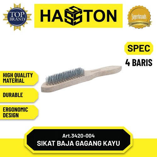 [EZM.1190396] Hasston Sikat Baja Gg Plastik 4 Baris / Steel Wire Brush (3420-007)