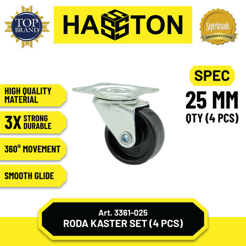 [EZM.1190398] Hasston Roda Gepeng 25mm 1Set / Roda Kastor / Caster Wheel (3361-025)