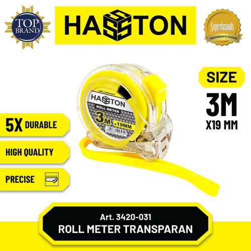 [EZM.1190448] Hasston Rol Meter Transparan 5m x 19mm / Tape Measure (3420-032)