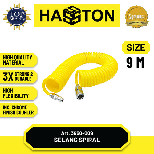 [EZM.1190452] Hasston Selang Spiral PU 9m / Selang Angin Kompresor (3650-009)
