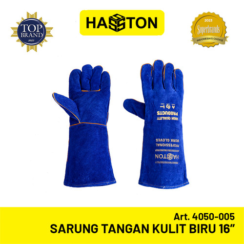 [EZM.1191154] Hasston Sarung Tangan Kulit Biru 16” / Safety Gloves (4050-005)