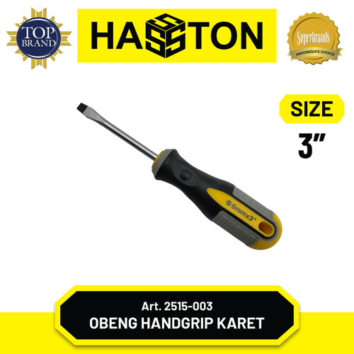 [EZM.1190496] Hasston Obeng Handgrip Karet 5” x 6 mm (-) Abu-abu / Kuning (2515-005)