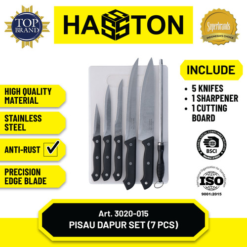 [EZM.1190498] Hasston Pisau Dapur Set + Pengasah / Chef Knife Multifungsi (3020-015)