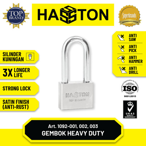 [EZM.1190503] Hasston Gembok Satin Leher Panjang 50mm / Safety Padlock (1092-002)